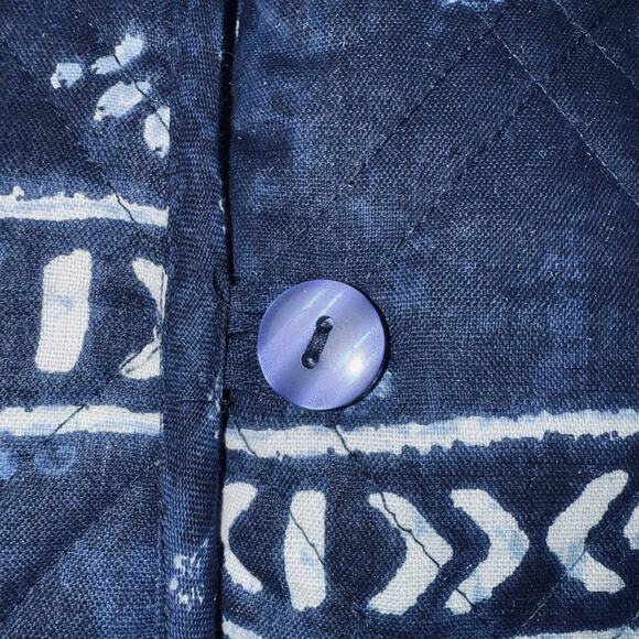 NWT Frnch Small Reversible Quilt Blue Jacket Patchwork Button Pocket Chore Coat - Picture 8 of 12